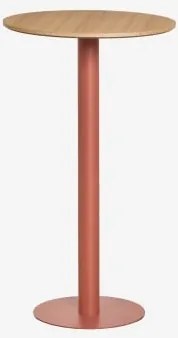 Wysoki, Okrągły Stolik Barowy Ø60 Cm Z Mdf Xiren Naturalny Brąz Drewna – Terakota - Sklum