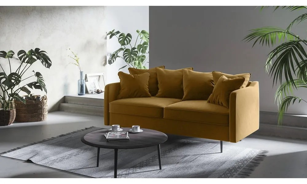 Miodowożółta aksamitna sofa Ghado Esme, 176 cm