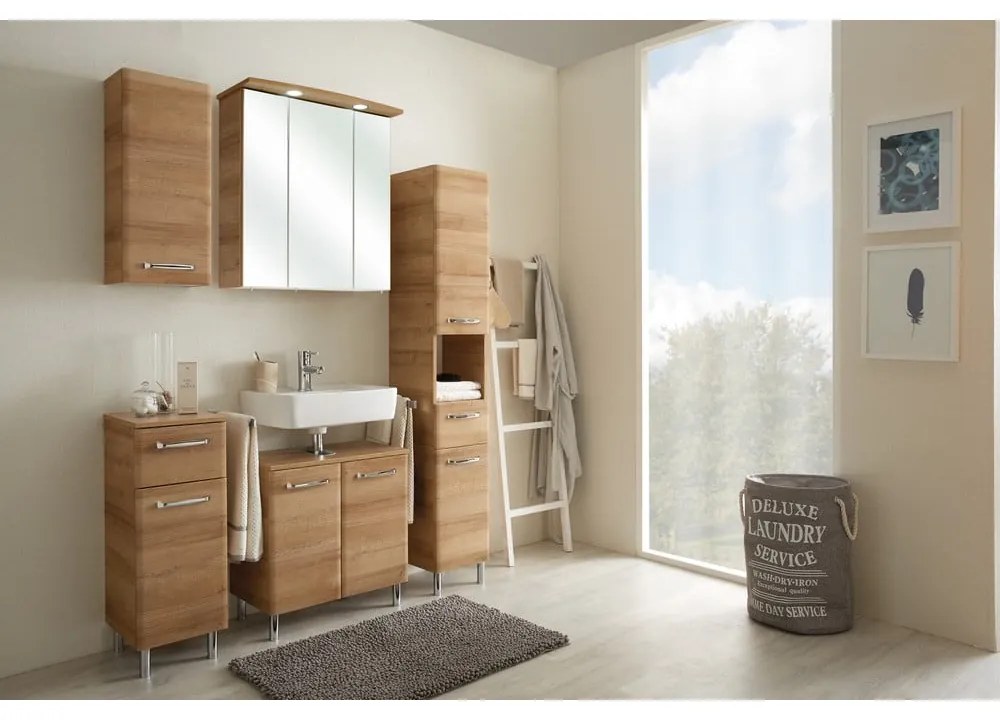 Wisząca szafka łazienkowa w dekorze dębu w naturalnym kolorze 70x30 cm Quickset 318 – Pelipal