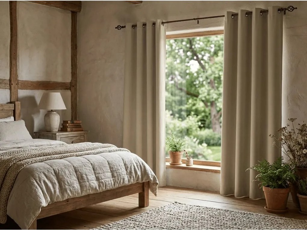 Zasłona OXFORD 140x250 cm, jasna oliwkowa Zawieszanie: Metalowe pierścienie