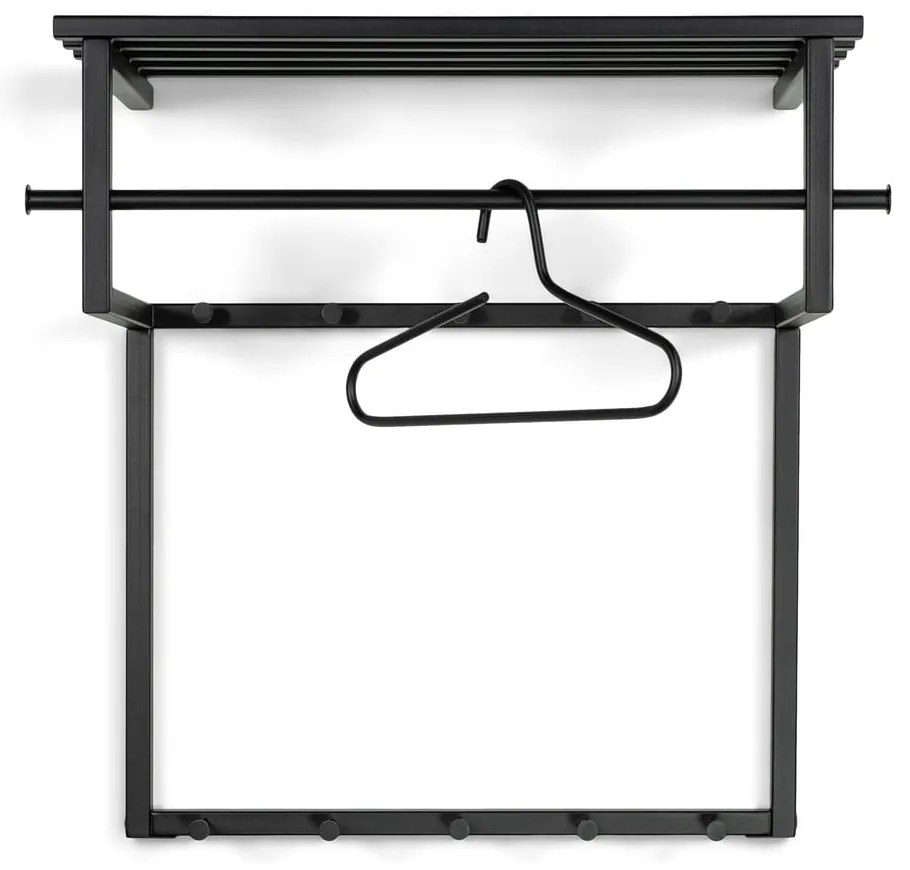 Czarny metalowy wieszak ścienny z półką 76 cm Rizzoli – Spinder Design
