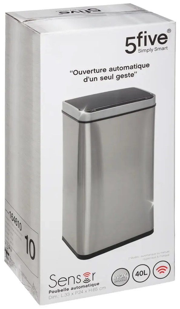 Kosz na śmieci automatyczny 40L, stal nierdzewna