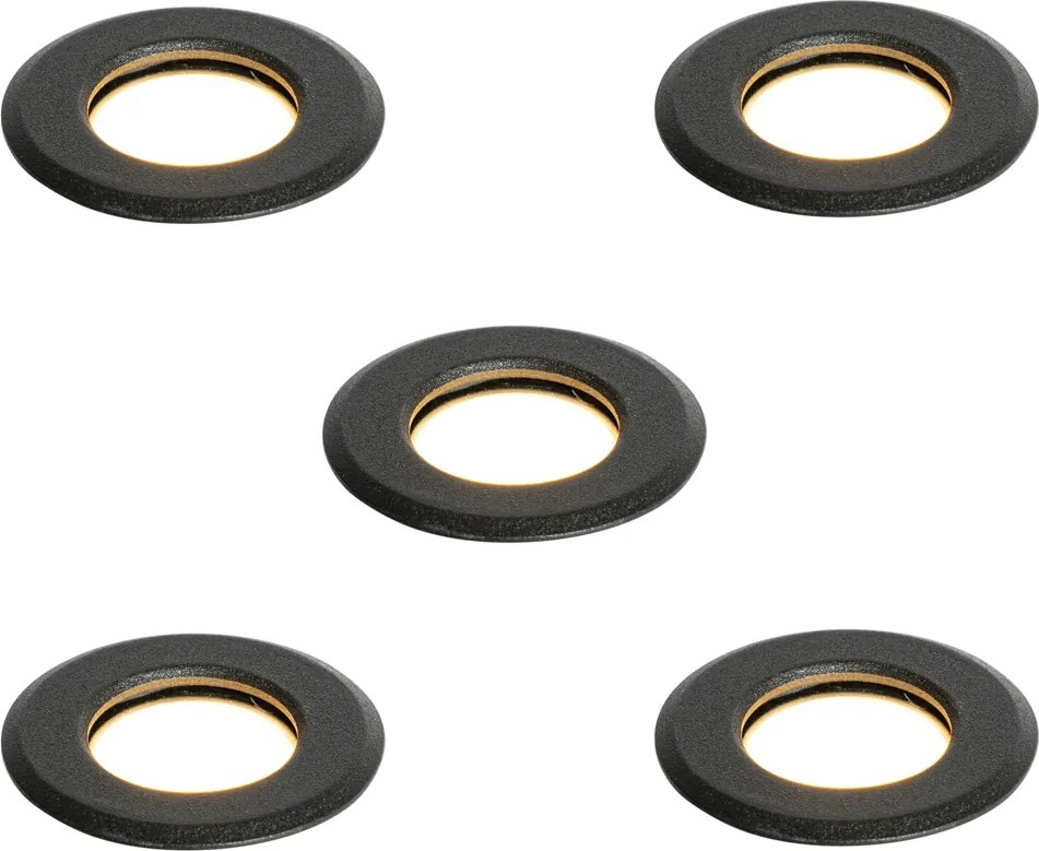 Zestaw 5 nowoczesnych reflektorów gruntowych czarnych z LED IP67 - Linsey