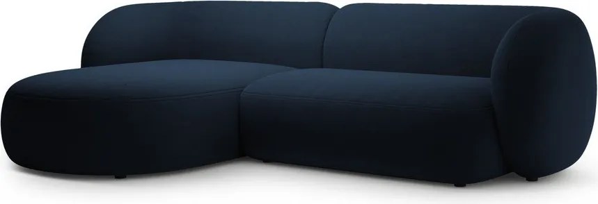 Niebieski aksamitny narożnik (lewostronny/z szezlongiem) Kate – Micadoni