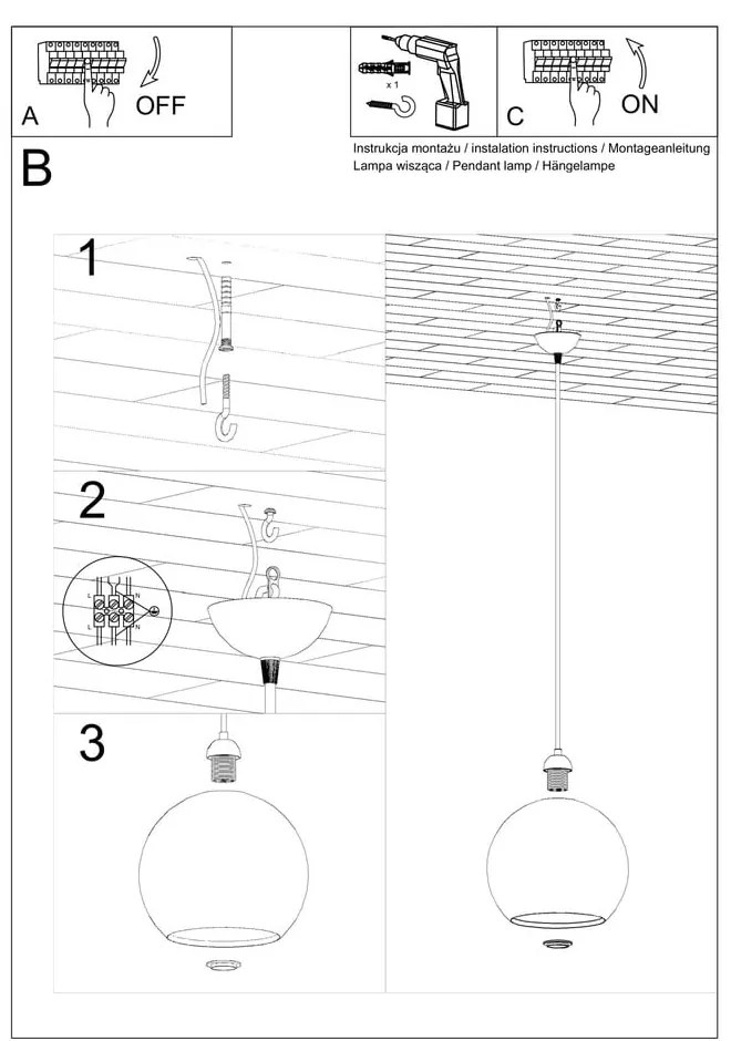 Żółta lampa wisząca Sollux Bilbao