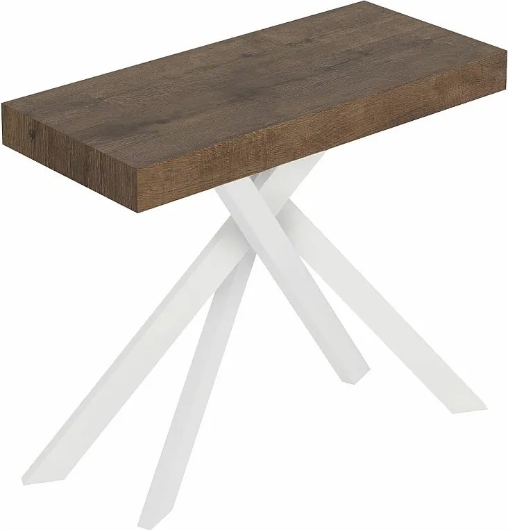Rozkładany stół konsolowy 90x40/196 cm Saki Small orzech białe nogi