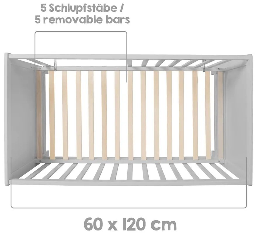 Szare/szarobrązowe łóżeczko 60x120 cm Hamburg – Roba