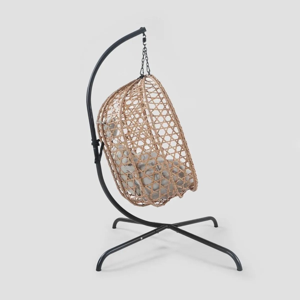 Huśtawka NIDO na metalowym stelażu naturalna 104x106x184 cm HOMLA