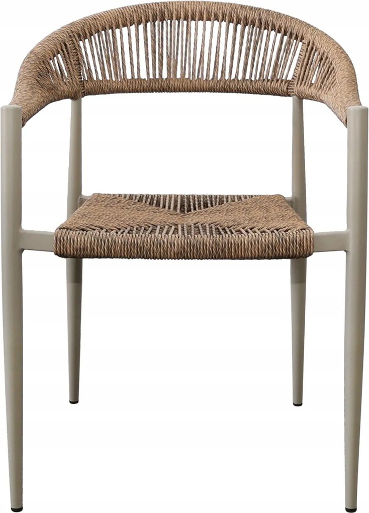 Krzesło Ogrodowe Beżowe 56x60x78 cm Plecione Sznurki Nowoczesne Wytrzymałe