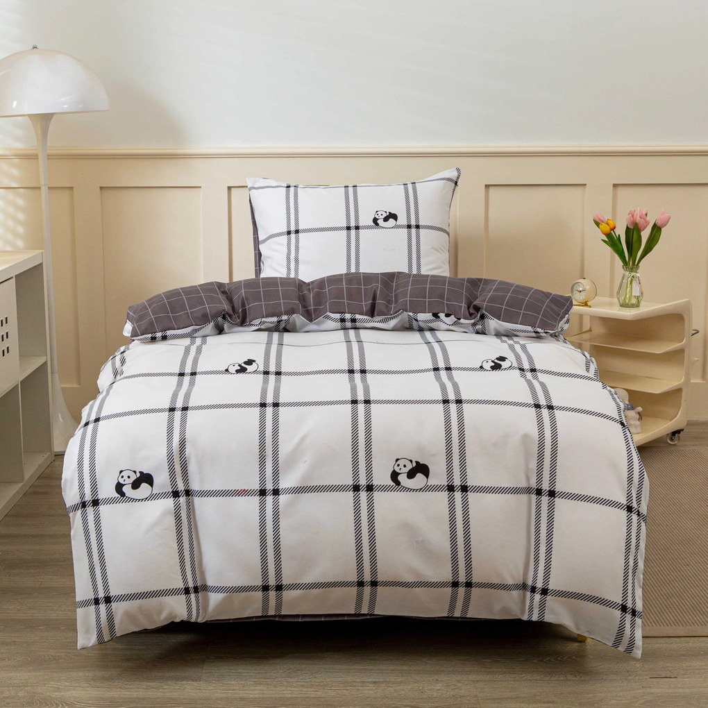 PrzytulneMieszkanie.pl PrzytulneMieszkanie.pl Pościel z mikroflanelu CUTE PANDA biała Rozmiar pościeli: 70 x 90 cm | 140 x 200 cm