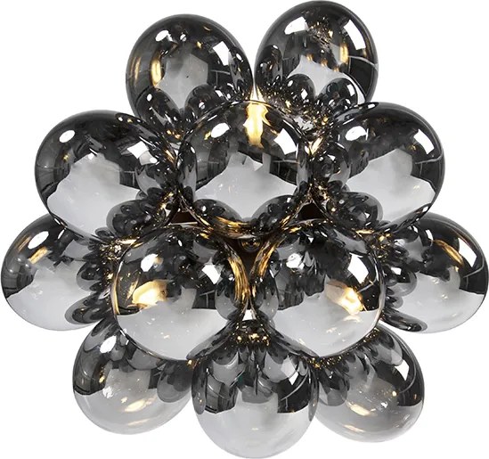 Designerska lampa sufitowa czarna z przydymionym szkłem 3-światła - Uvas