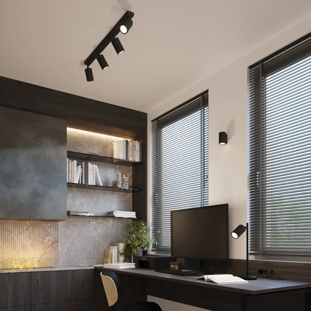 Lampa biurkowa KARBON czarna ryflowana SOLLUX  LIGHTING