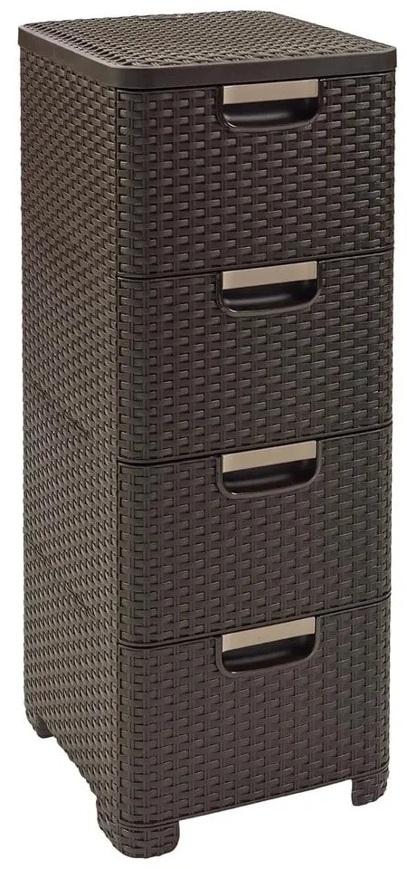 Ciemnobrązowa plastikowa wysoka szafka łazienkowa 33x79 cm Rattan – Curver