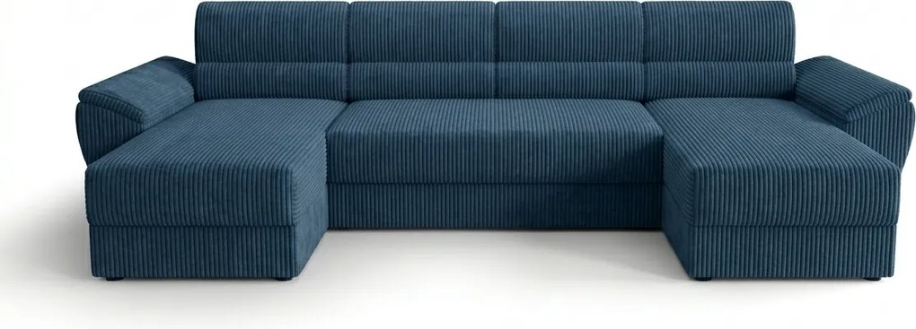 PROMOCJA Rozkładana sofa w kształcie U TAVERO 321x140 cm, ciemnoniebieska II. gatunek