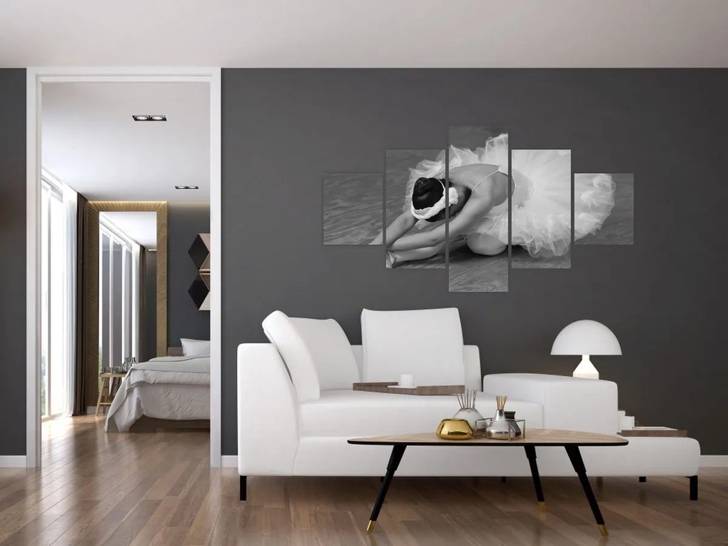 Obraz - Balerina, czarno-biały (125x70 cm)