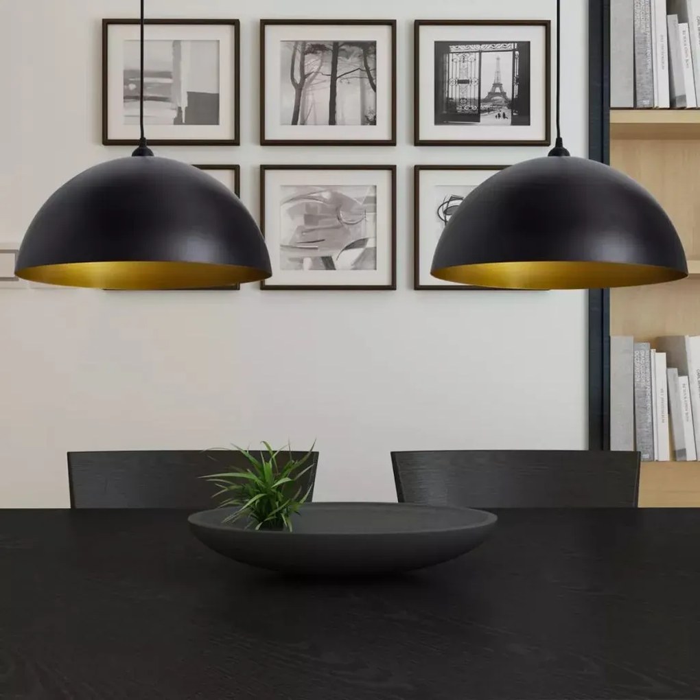 Czarne lampy wiszące z regulacją 2 sztuki - E985 L9-H96