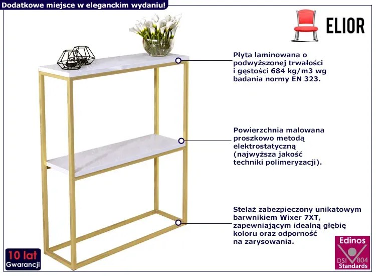 Minimalistyczna konsola złoty + biały połysk - Carello 3X