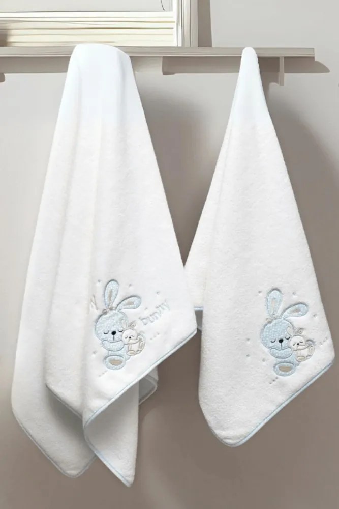 Podarunkowy zestaw ręczników dla dzieci BUNNY, 2 szt Niebieski