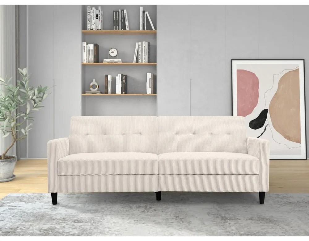 Biała sztruksowa rozkładana sofa 82 cm Hartford – Støraa
