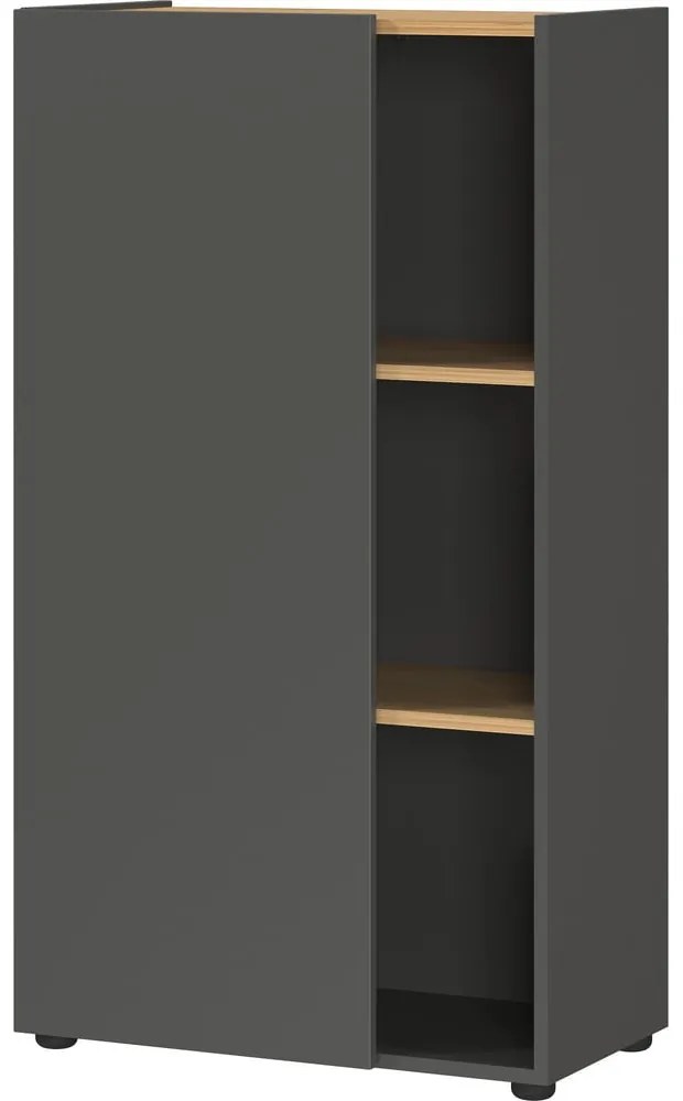 Antracytowy regał w dekorze dębu 61x110x34 cm Adrano – Germania
