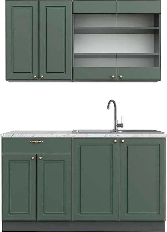 Pojedyncza kuchnia zielono-złoty country house/antracytowy 140x60x81.6 fame-line