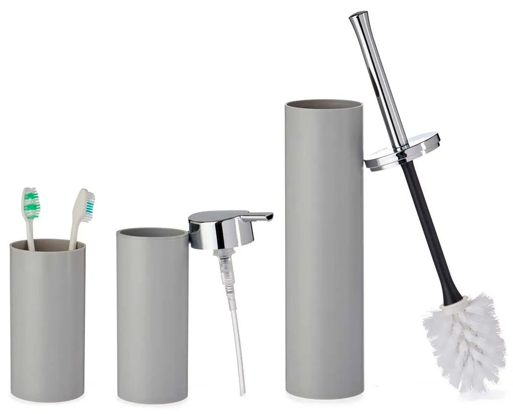 Plastikowe akcesoria do łazienki ze srebrnymi uchwytami, 3 elementy
