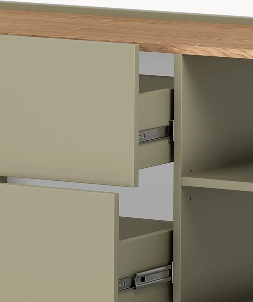 Komoda Elivo 150 cm z szufladami - eukaliptus / dąb baltic dune