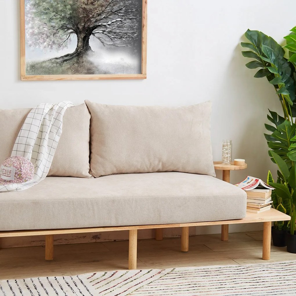 Sofa ze stolikiem bocznym i poduszkami Seri, styl skandynawski
