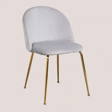 Krzesło Jadalniane Z Aksamitu Kana Design Perłowoszary & Złoto - Sklum