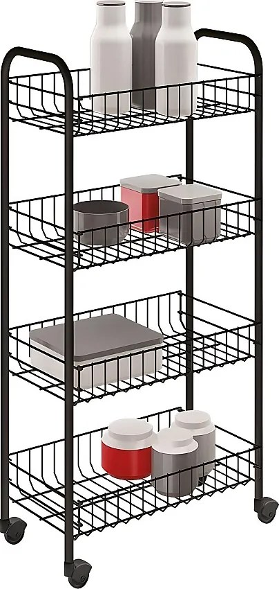 Półka Multifunkcyjna 4 Półki PISA BLACK Metaltex 41x23x84 cm