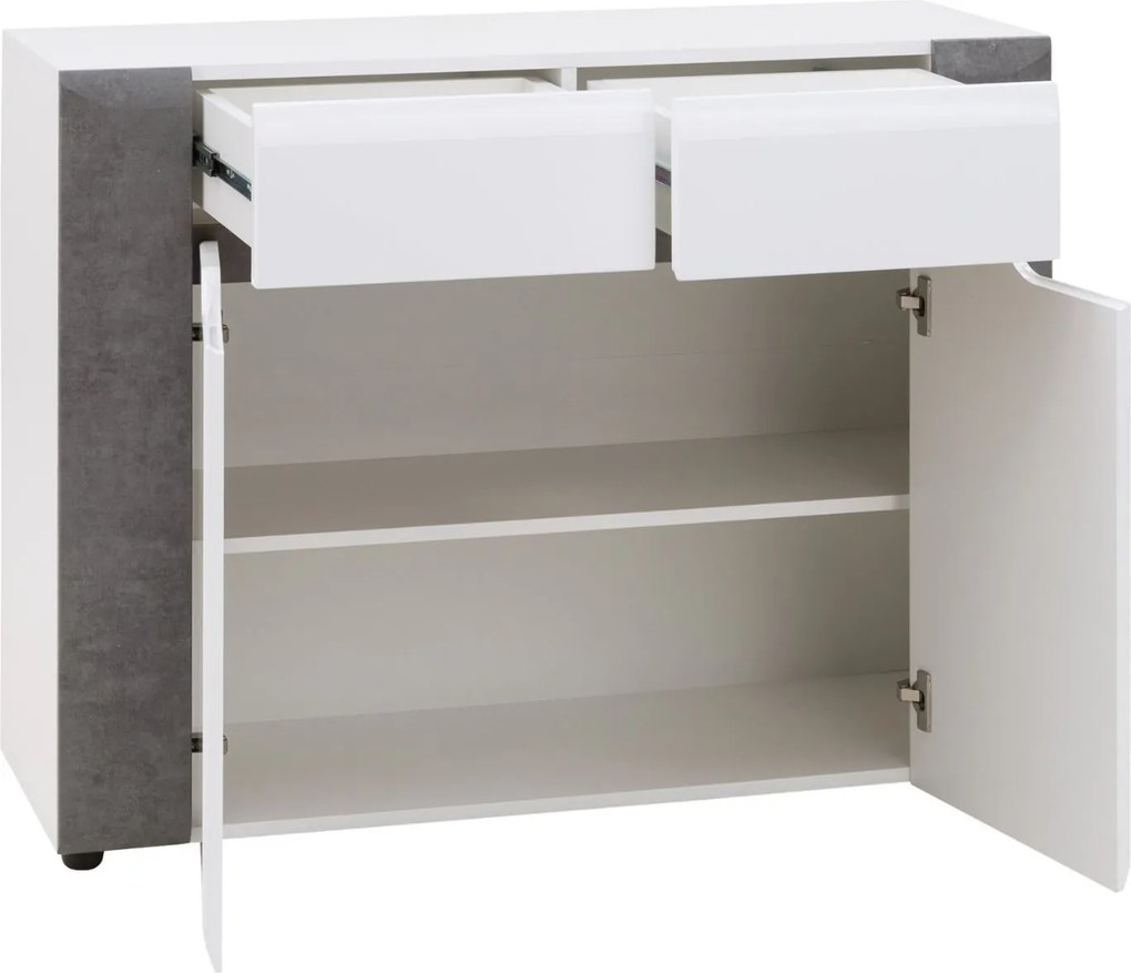 Komoda z Szufladami do Salonu NOVO 107 cm Biała / beton Nowoczesna