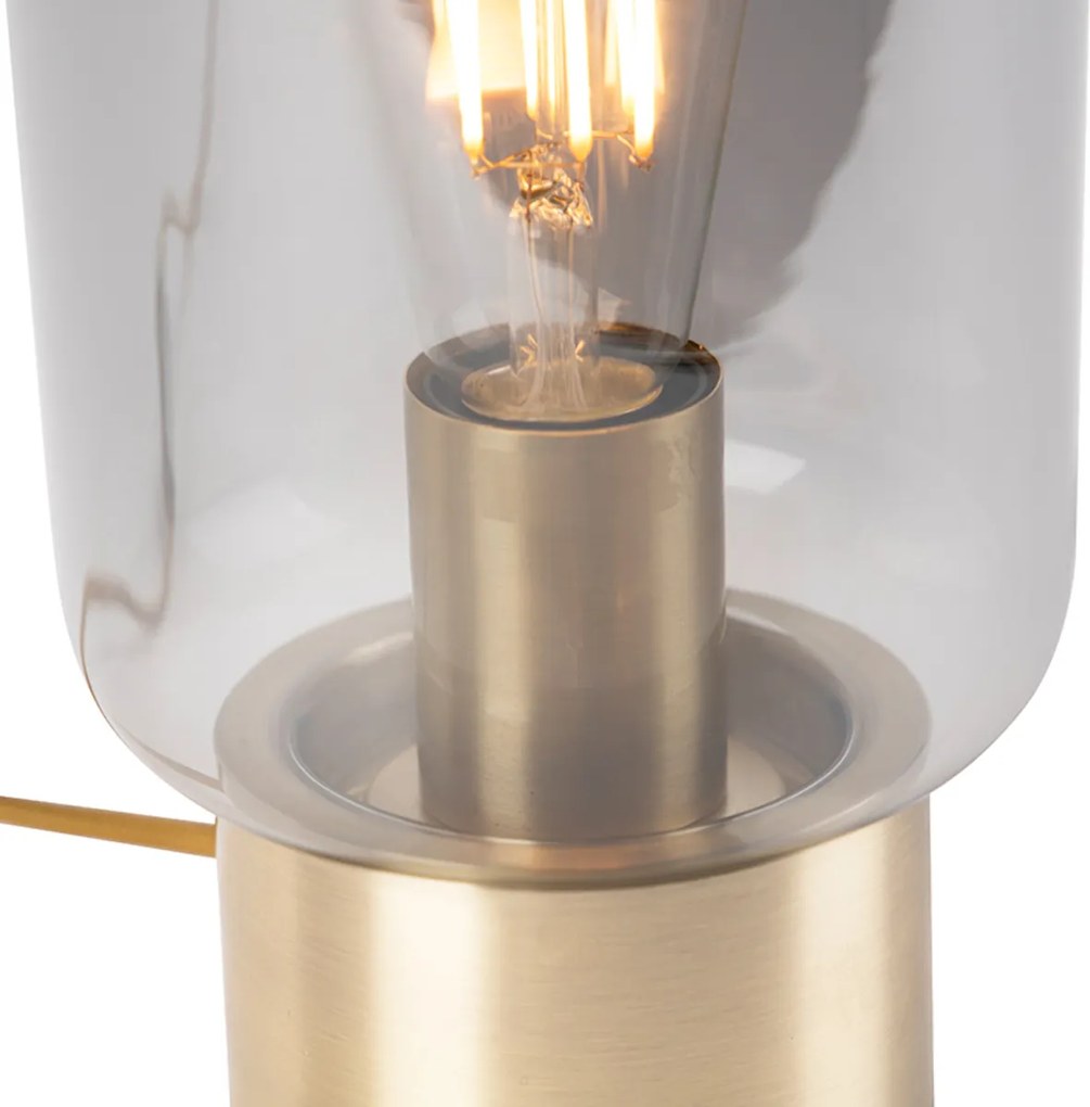 Designerska lampa stołowa mosiądz z dymionym szkłem - Bliss Cute