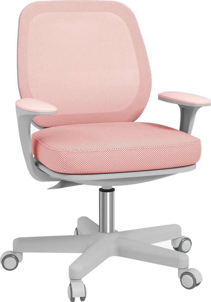 Vinsetto Fotel biurowy, ergonomiczny fotel z funkcją obrotową, regulowany 55 x 48 x 82,5-94,5 cm różowy