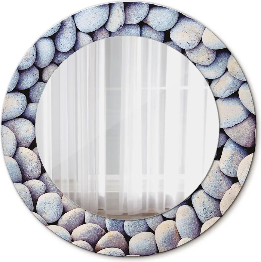 Lustro z nadrukiem okrągłe Kamienie morskie koło