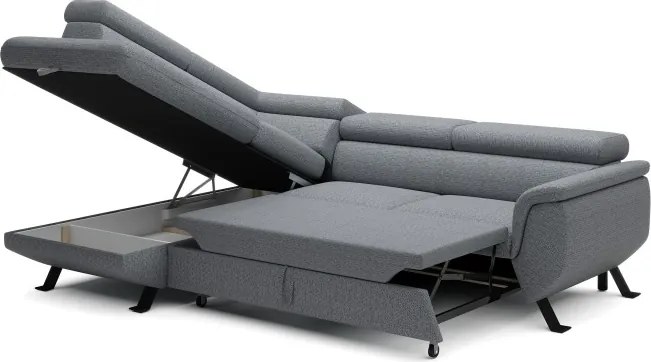 Narożnik RAVEN L Lewostronny wolnostojący z funkcją spania tkanina ARAGON 93 Szary WERSAL