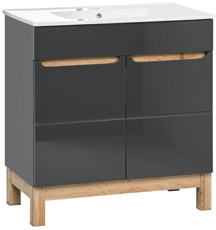 Grafitowa szafka łazienkowa z umywalką T9-E09