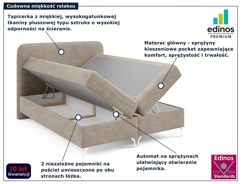 Beżowe łóżko z pojemnikiem 5 rozmiarów N5-R58
