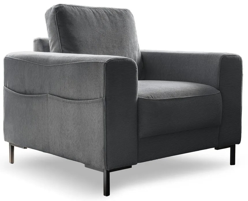 Ciemnoszary sztruksowy fotel Lofty Lilly – Miuform
