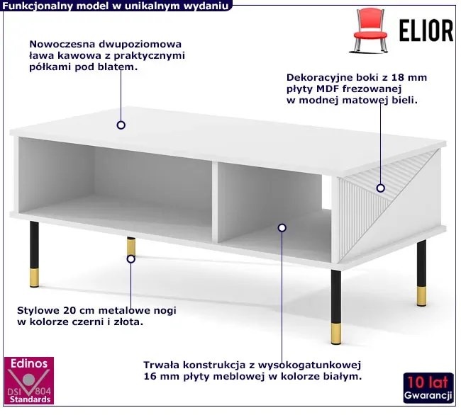 Biała dwupoziomowa ława kawowa H4-L50