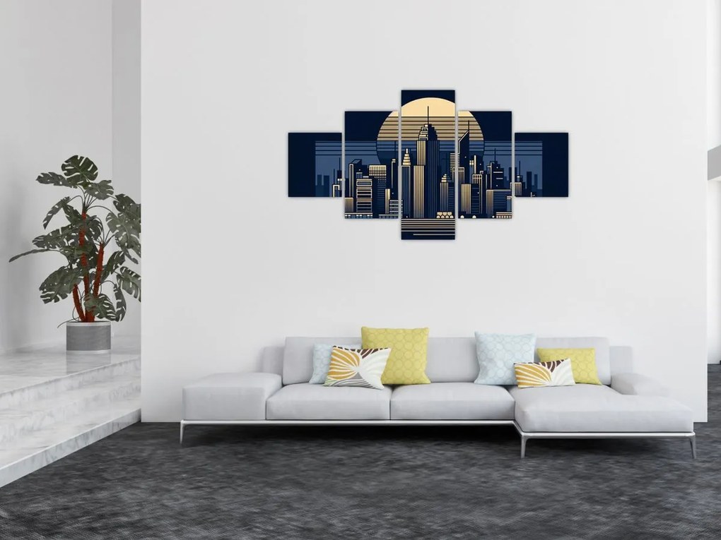 Obraz – Geometryczne miasto (125x70 cm)
