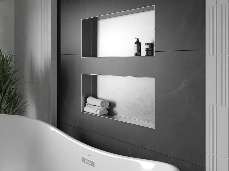 Mexen X-Wall-NR półka wnękowa bez kołnierza 75 x 30 cm, inox - 1911753010