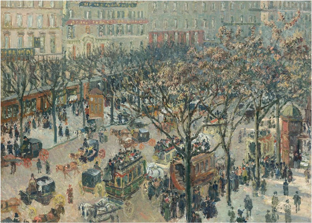 Obraz na szkle - Camille Pissarro, Boulevard des Italiens, Morning, Sunlight, reprodukcje (70x50 cm)