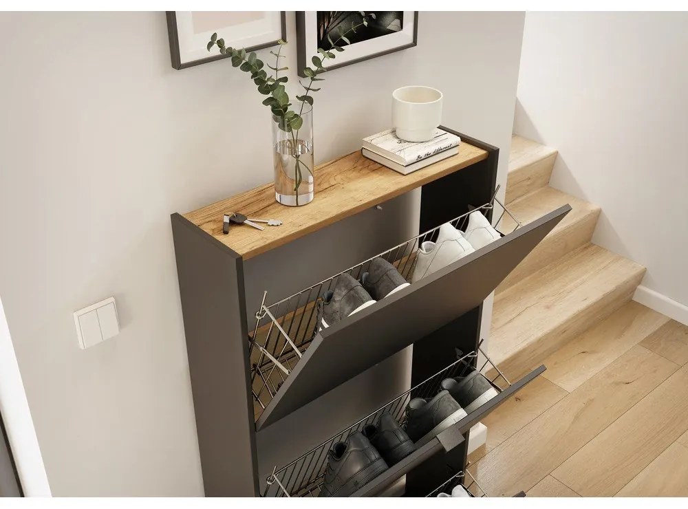 Antracytowy zestaw do przedpokoju 101x200x22 cm Ameca – Germania