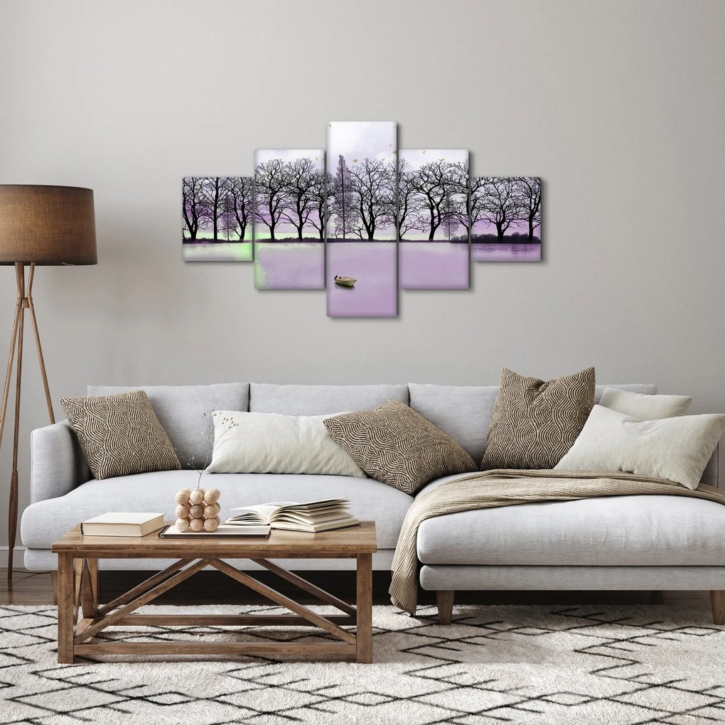 Obraz - Łodka na jeziorze (125x70 cm)