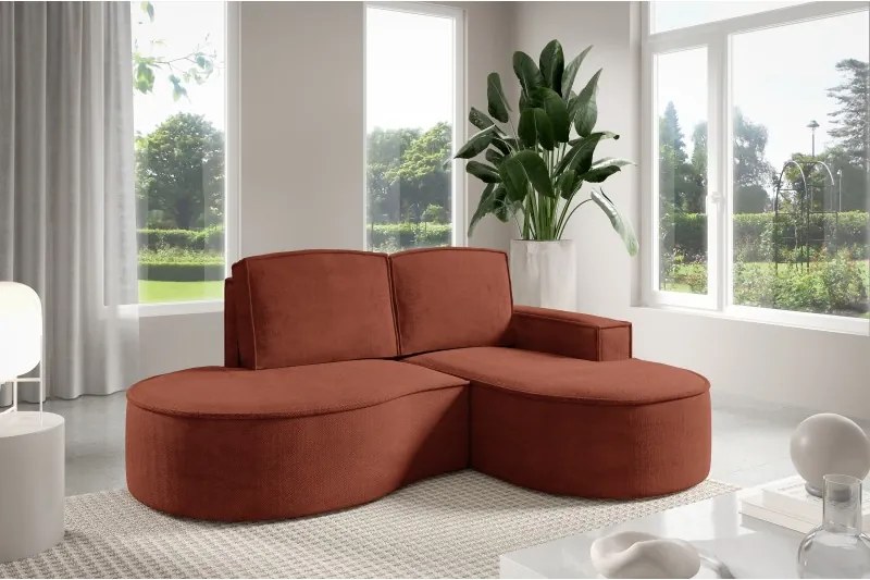 Narożnik MOLLY Prawostronny bez funkcji spania, wolnostojący tkanina CURIO 55 Miedziany