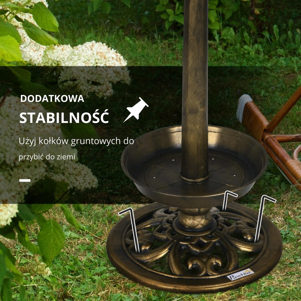 Outsunny Fontanna dla Ptaków z Lampą Solarną Brązowa 110cm | Aosom PL