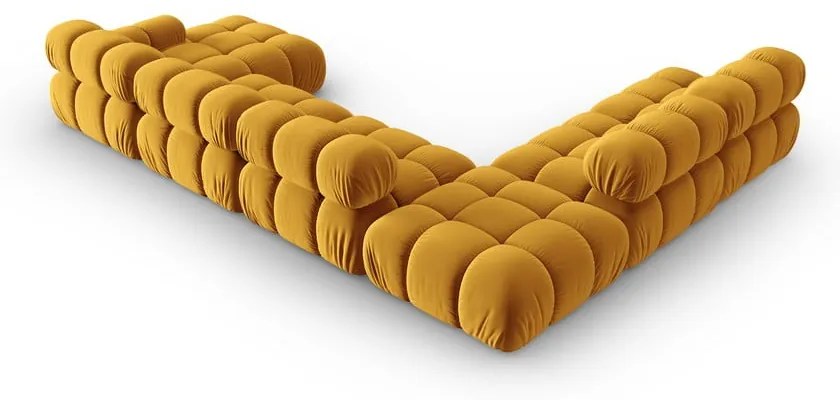 Żółta aksamitna sofa 379 cm Bellis – Micadoni Home