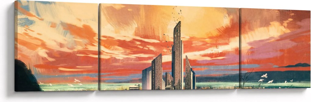 Obraz - Malowane miasto (170x50 cm)