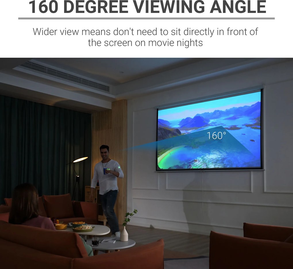 HOMCOM Ekran projekcyjny 203 x 152 cm 254 cm 4:3/ 16:9 Ręczny do kina domowego