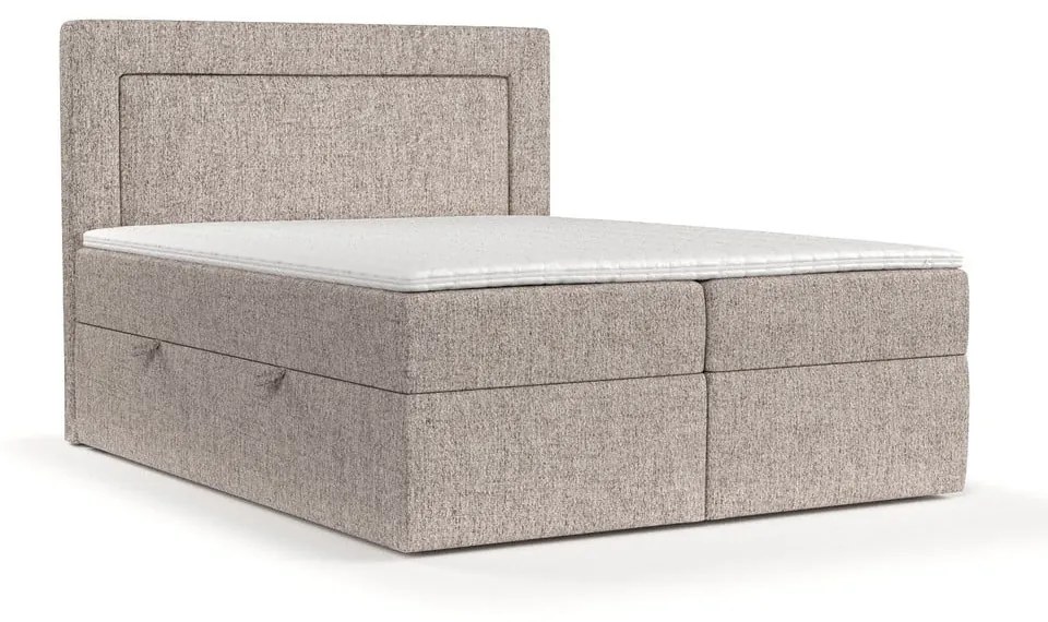 Jasnobrązowe łóżko boxspring ze schowkiem 140x200 cm Imagine – Maison de Rêve